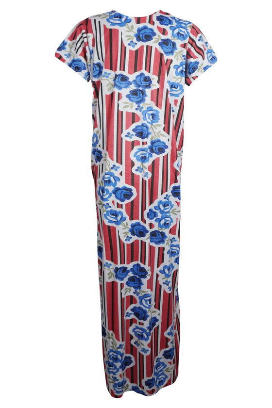 Caftan Maxi Dress, Caftan, Boho Blue White Floral M