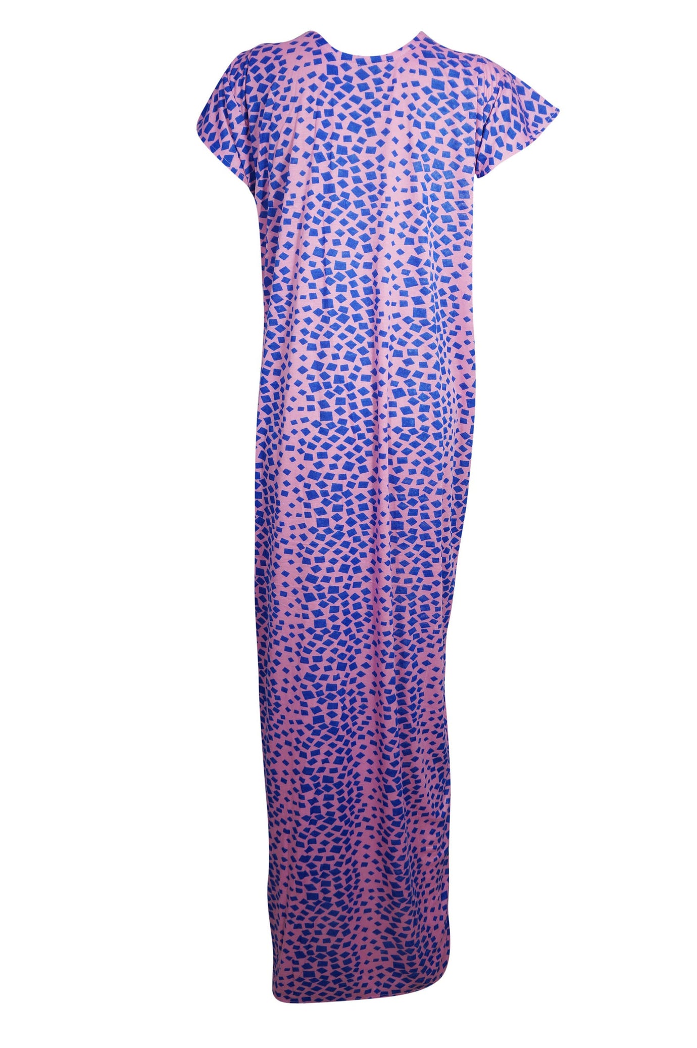 Pink Blue Floral Printed Maxi Dress Nightgown