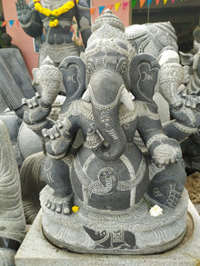  PRE ORDER-Natural Stone Ganesha Garden Statue Handcarved Granite Stone