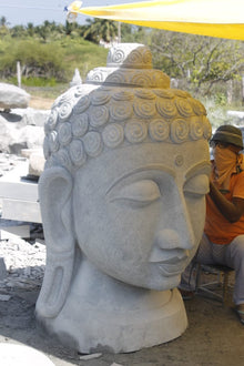  PRE ORDER-Natural Stone Protection Buddha Bust Handcarved Garden Statue