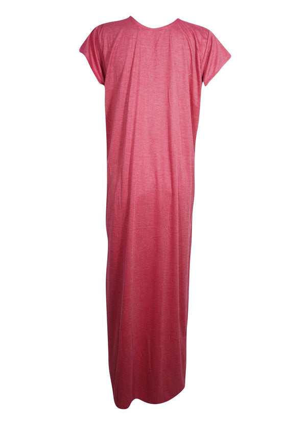 Nightgown Kaftan, Pink Nightdress, Maxi Caftan Casual Nightwear, M