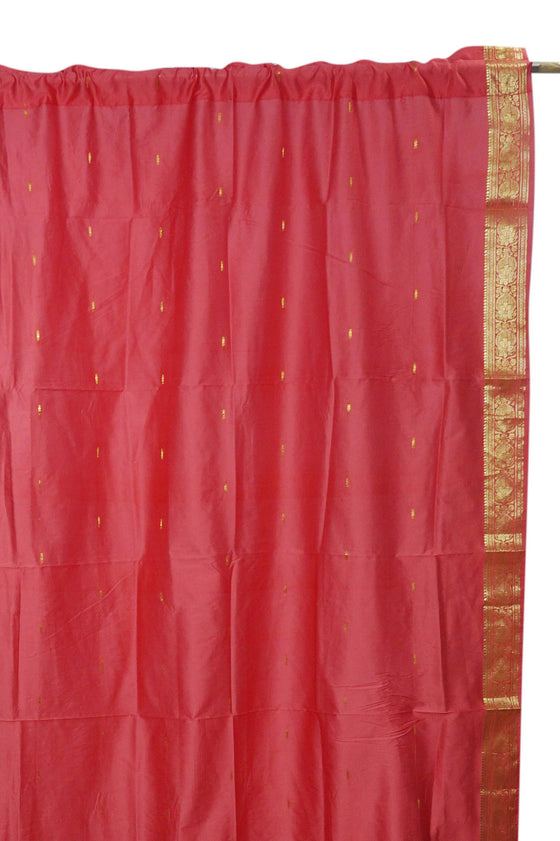 2 Pink Sari Curtain Rod Pocket Drapes, Window Teatment