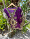 Purple Oversized Tunic Kaftan Dresses, Boho Hippie Dashiki Caftan Dress, 2XL