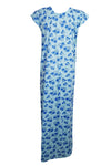 Soft Knit Caftan Dresses, Kaftan Maxi Dress Blue Lounger Nightgown S/M