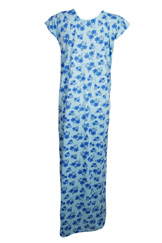 Soft Knit Caftan Dresses, Kaftan Maxi Dress Blue Lounger Nightgown S/M