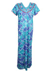 Loose Caftan Maxi Dresses, Summer Resort Kaftan Maxi Dress Blue Nightgown L