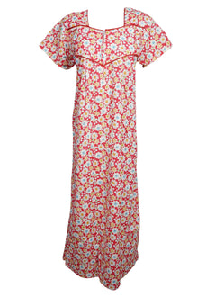  Boho Maxi Dresses, Muumuu, Floral Cotton Housedress, Summer Patio dress, Nighgown M