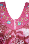 Maxi Caftan Dress, Red Pink Floral Printed Loose M