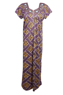  Maxi Dress, Muumuu, Purple Leopard Print Lounger Caftan L