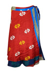 Wrap Skirt, Sari Silk Two Layer Reversible Boho Beach Skirt Onesize