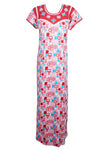 MUUMUU Caftan Dress, Red Pink Printed Lounger Dresses, L