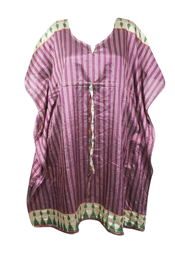 Caftan Dress, Purple Ethical Boho Mid Calf Kaftan, Size