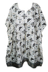 Kaftan, Black White Recycle Silk Tunic Kaftan, Luxurious Size