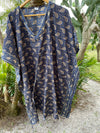 Boho Kaftan, Blue Butter Silk Caftan Maxi Dress, 2XL
