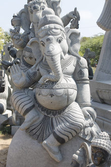  PRE ORDER-Natural Stone Abhaya Ganesha Garden Statue Granite