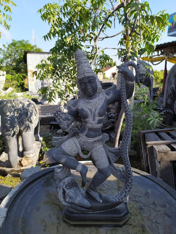 PRE ORDER-Natural Stone Dancing Krishna Standing on Kaliya Garden
