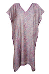 Womans Retro KImono Kaftan Dress, Purple Paisley Pashmina Caftan Midi Dress ML