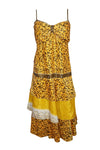 Boho Beach Dress, Strap Dress, Printed Silk Ruffled SM
