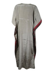 Womand Retro Kimono Kaftan Maxi Dress, Gray Silk Caftan Dresses, M-2XL