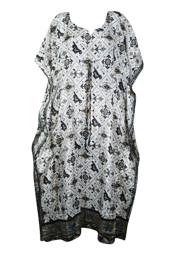 Womans Boho Recycle Silk Kaftan, Kimono Maxi Caftans, Beach Weddings, Maternity, XL