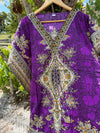 Purple Oversized Tunic Kaftan Dresses, Boho Hippie Dashiki Caftan Dress, 2XL