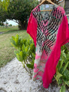 Caftan Maxi Dress, Embellished Georgette Caftan, Pink M-4X