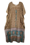 Printed Maxi Kaftan Dress, Brown Teal Blue MATERNITY L-XL