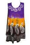 Summer Top, Sleeveless Beach Cover Up, Purple Orange L
