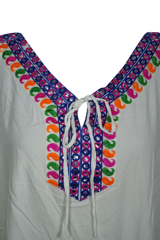 White Caftan Dress, Beach Holidays Kaftan, Knee Length Kaftan Dresses, 4XL White Caftan Dress, Beach Holidays Kaftan, Knee Length Kaftan Dresses, 4XL