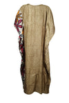 Maxi Printed Kaftan Dress, Beige Orange Cruise Dresses, L-XL