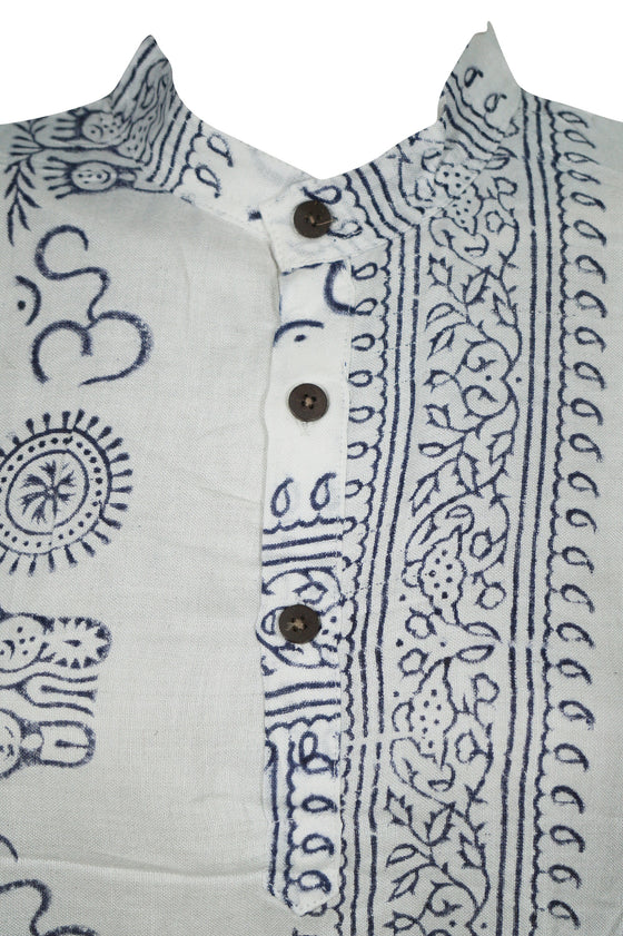 Boho Yoga Shirt, Soft White Spiritual Print Shirt, M