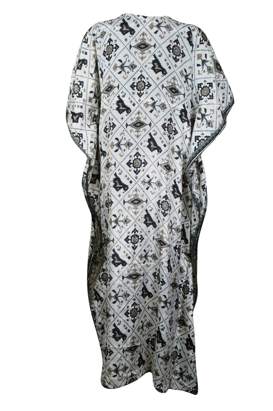 Womans Boho Recycle Silk Kaftan, Kimono Maxi Caftans, Beach Weddings, Maternity, XL
