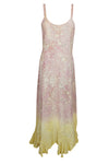 Boho Maxi Dress, Pink Yellow Loose Handmade Enzyme M