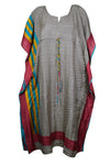 Womans Boho Maxi Beach Kaftan Dress, Recycle Silk Kimono Caftan, Housedress XL