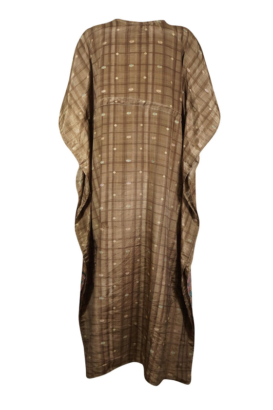 Printed Maxi Kaftan Dress, Brown Teal Blue MATERNITY L-XL