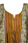 Recycled Silk Caftan Maxi Dresses, Boho Beach Kaftan Travel Dresses, Orange XL