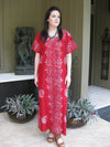 Caftan Maxi Dress, Nightgown, Purple White Floral Printed M