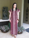 Caftan Maxi Dress, Nightgown, Purple White Floral Printed M