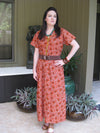 Caftan Maxi Dress, Nightgown, Purple White Floral Printed M