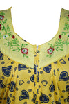ohemian Caftan Dresses, Kaftan Maxi Dress, Soft Yellow Lounge Resort Wear,  M