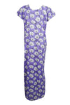 Caftan Maxi Dress, Nightgown, Purple White Floral Printed M