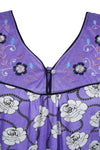 Caftan Maxi Dress, Nightgown, Purple White Floral Printed M