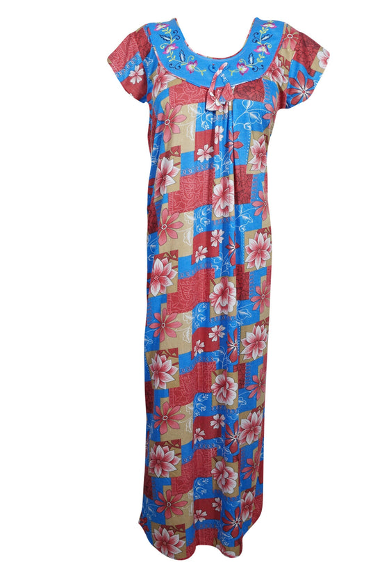 Maxi Dress, Lounger, Patio dress, Boho Red Blue L