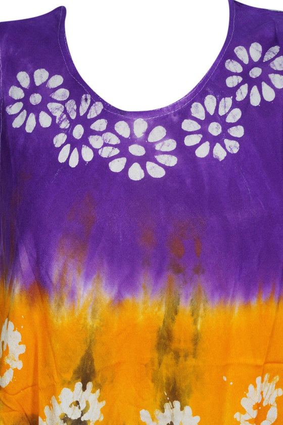 Summer Top, Sleeveless Beach Cover Up, Purple Orange L