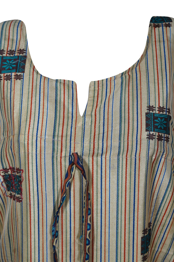 Womans Caftan Lounge Wear, Kaftan Maxi Dresses,  Beige L-XL