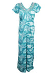 Maxi Dress, Nightgown, Ocean blue Floral Printed M