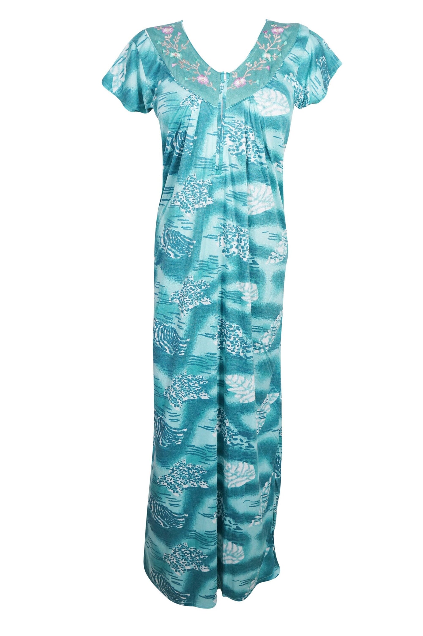 chinese dress ladies Tyrolean Heart Cotton Nightgown Plus Blue Tyrolean / 1x main image 1