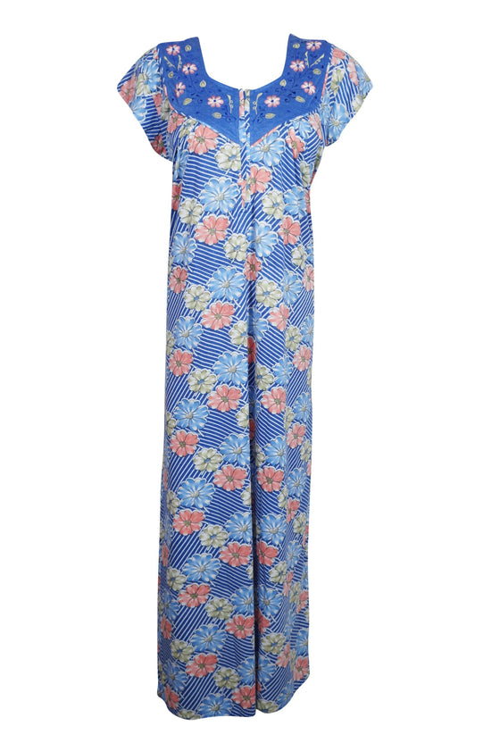 Maxi Dress, Blue Floral Maternity Dress, Sleepwear Dresses, M
