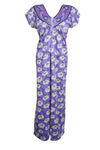 Boho Caftan Maxi Dresses, Muumuu, Knit Maxi Dress, Purple Floral Nightgown M