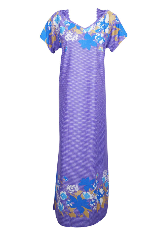 Maxi Dress, Purple Floral Maternity Dress, Sleepwear Dresses, L